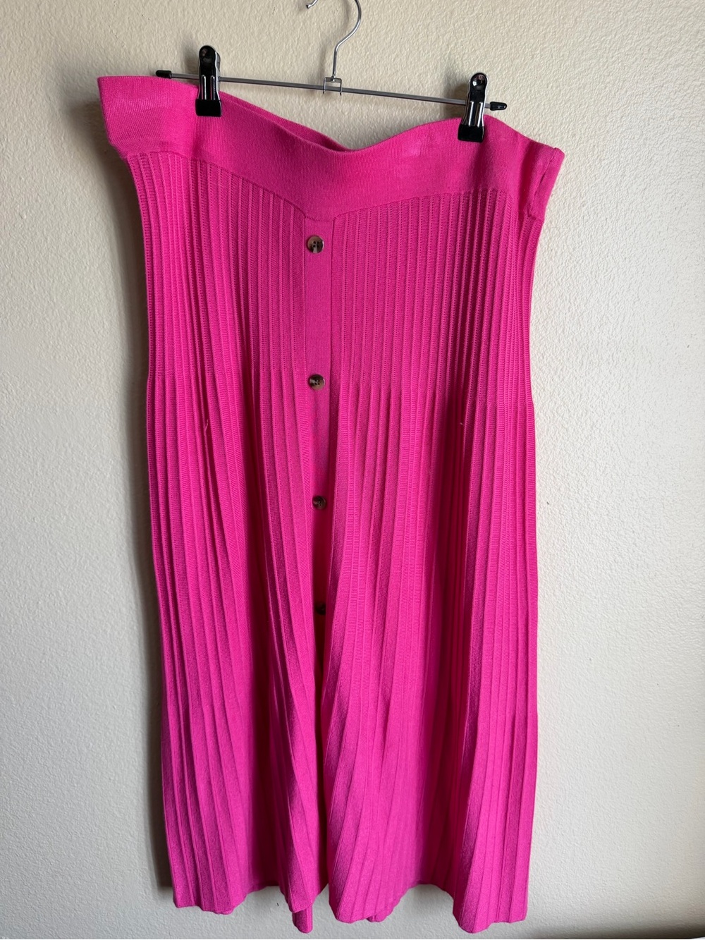 Ann Taylor Hot Pink Pleated Button-Front Strapless Top